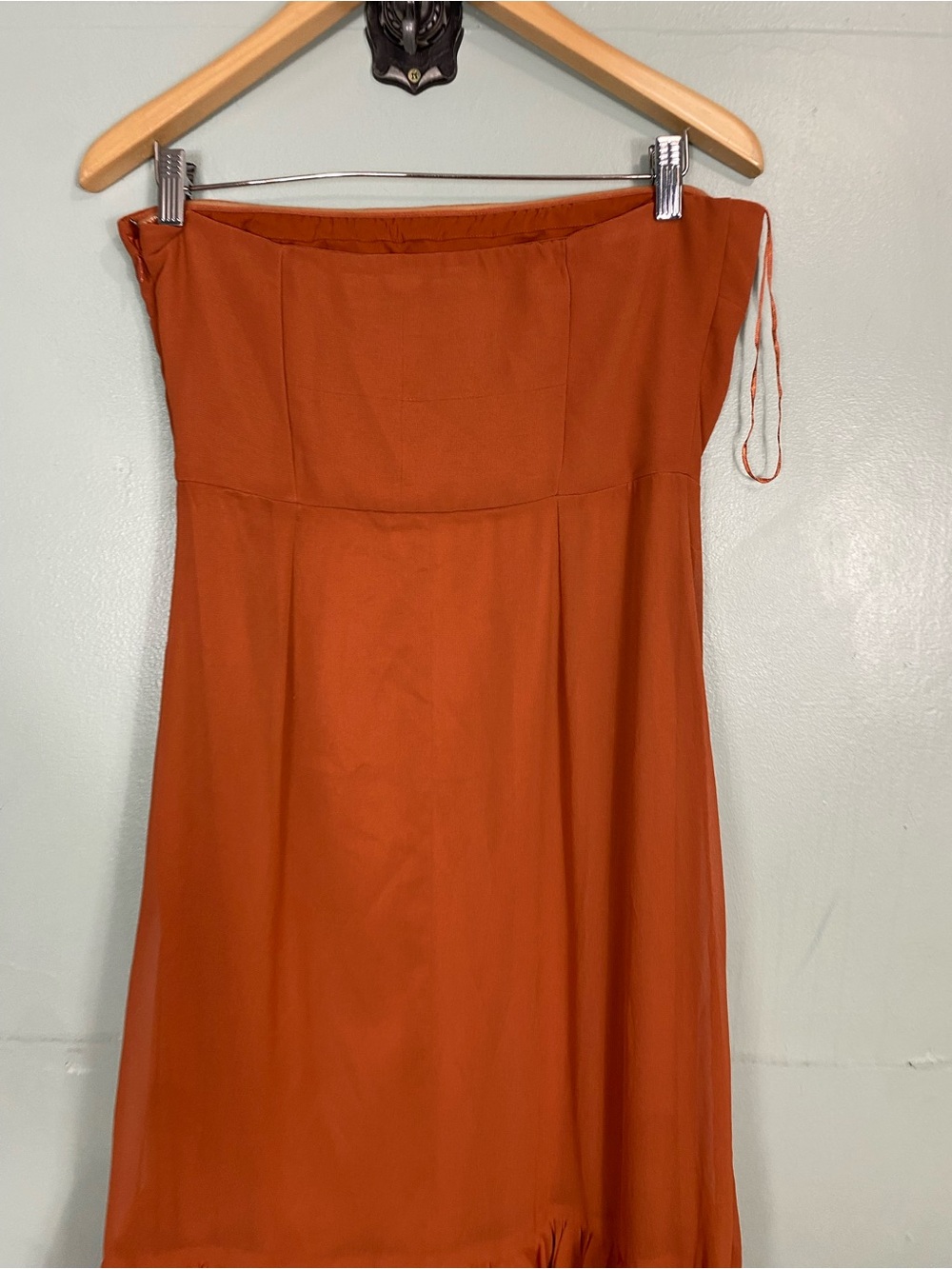 Anthropologie BHLDN Strapless Ruffle Tiered Maxi Dress Orange Size 12 - Picture 6 of 11